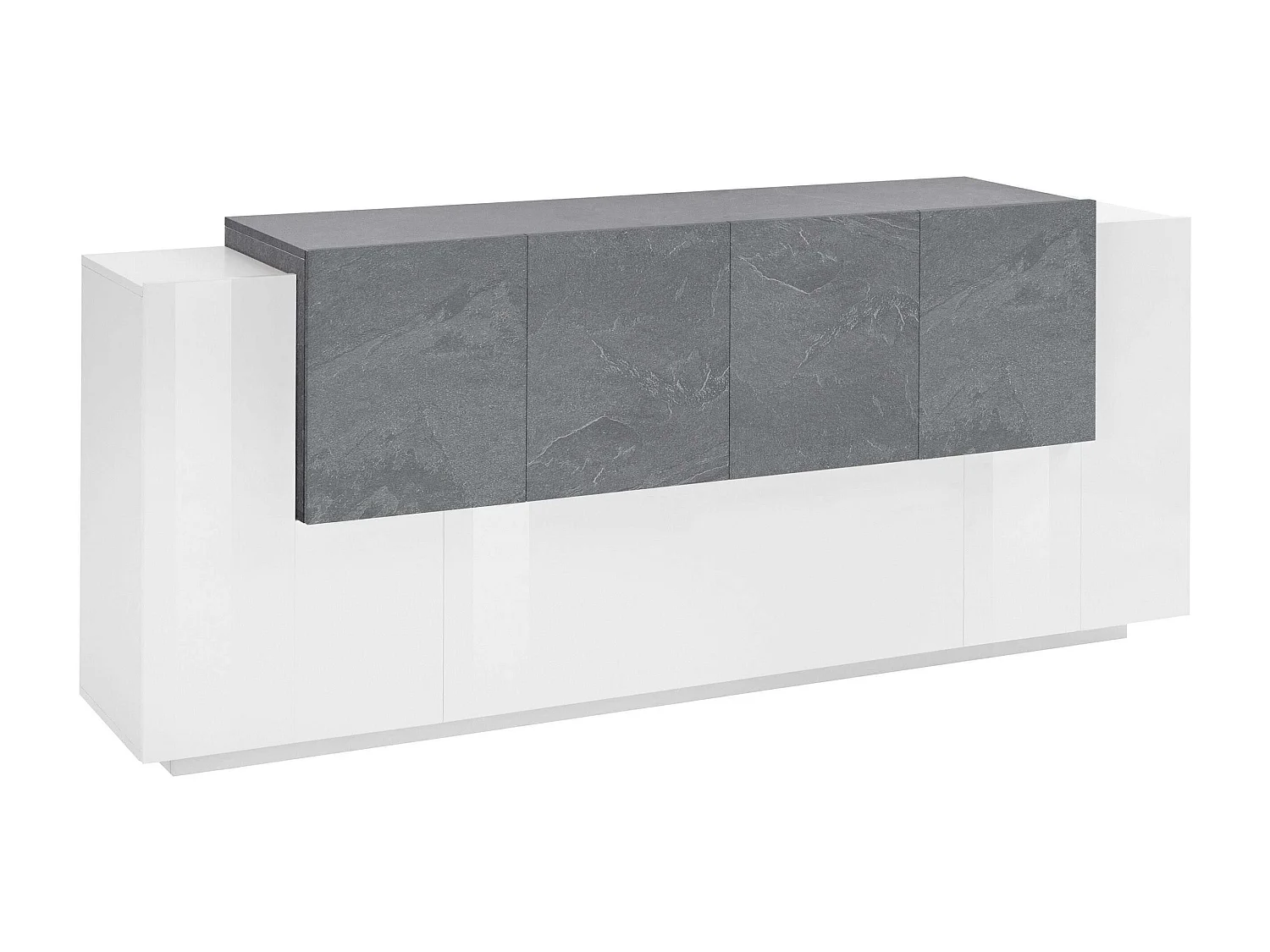 Mobile New Coro L 220 x H 86 x P 45 cm bianco lucido e grigio cemento
