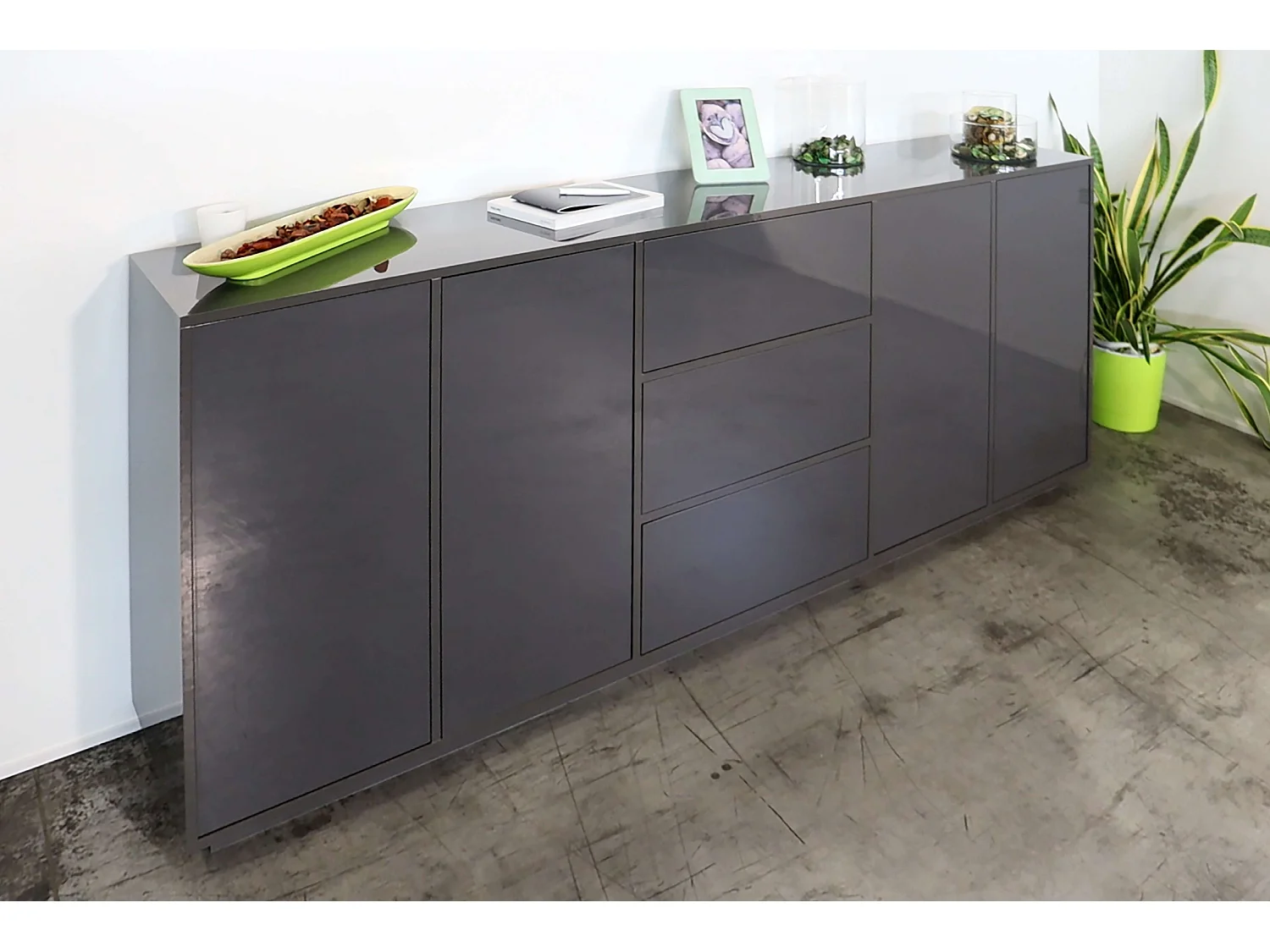 Buffet Lonja 220 cm blanc moderne pour cuisine/salon