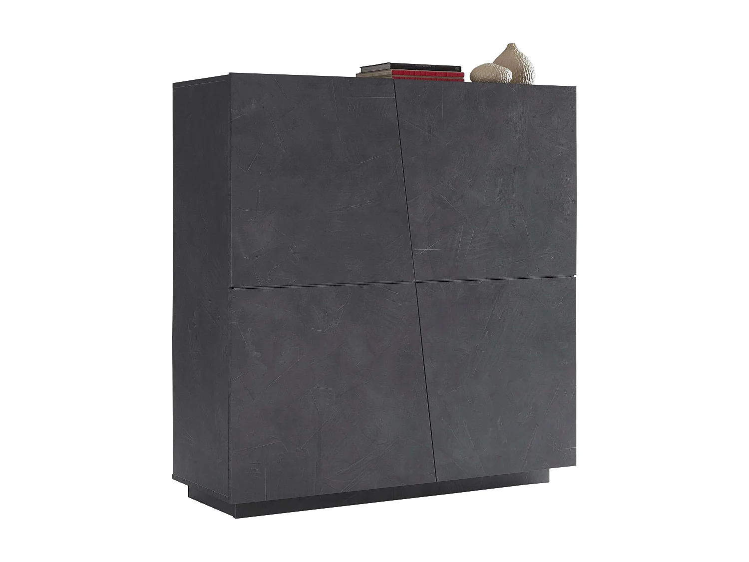 Aparador mueble vestíbulo salón 120 cm 4 compartimentos pizarra Vega Home