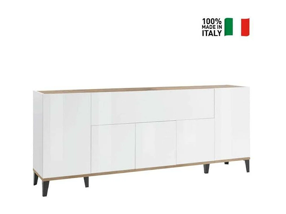 Aparador diseño moderno 200 x 40 cm 5 puertas compartimento batiente Stephanie Wood