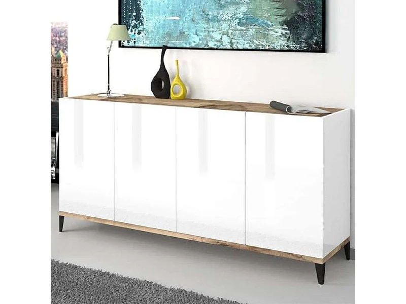 Aparador 160 x 40 cm 4 puertas cocina vestíbulo salón Audrey Wood