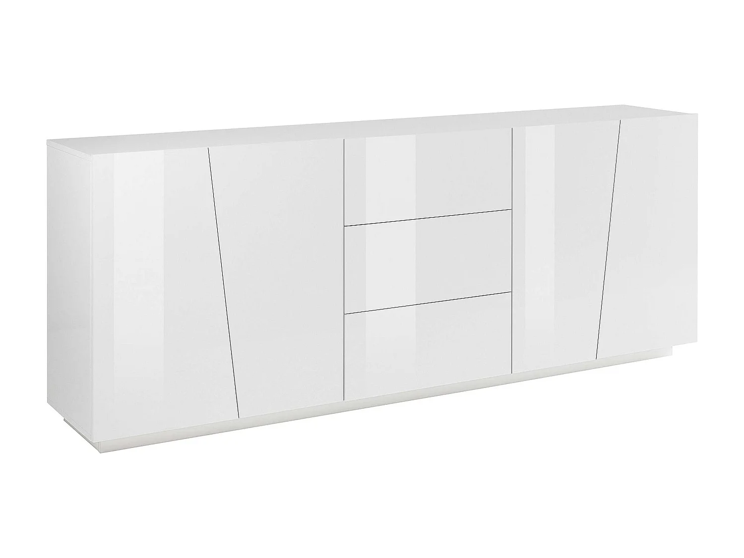 Weiße Küchen- und Wohnzimmerschrank Vega Side 220 cm mit 2 Fächern und 3 Schubladen