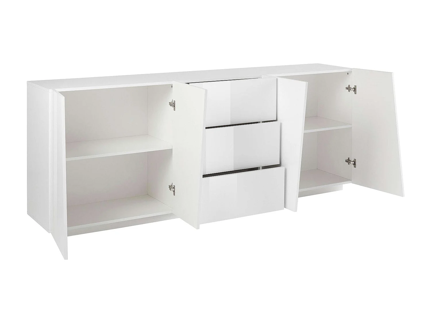 Weiße Küchen- und Wohnzimmerschrank Vega Side 220 cm mit 2 Fächern und 3 Schubladen
