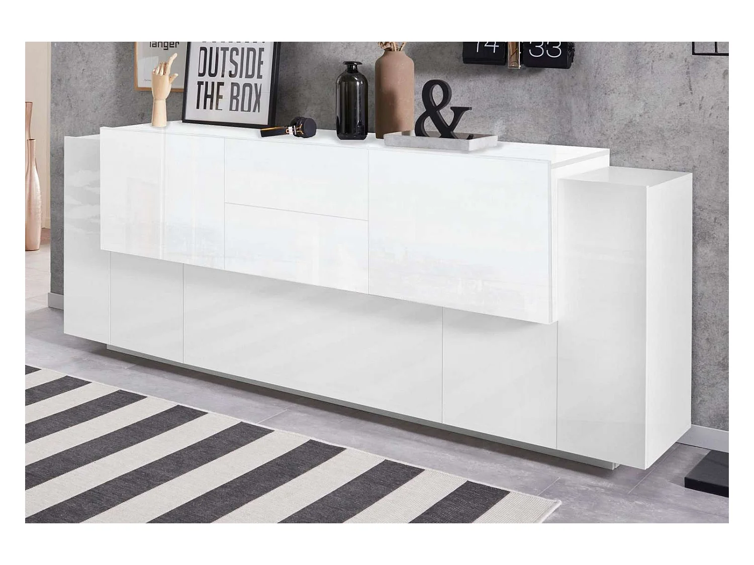 Mobile NEW CORO L 220 x H 86 x P 45 cm bianco lucido