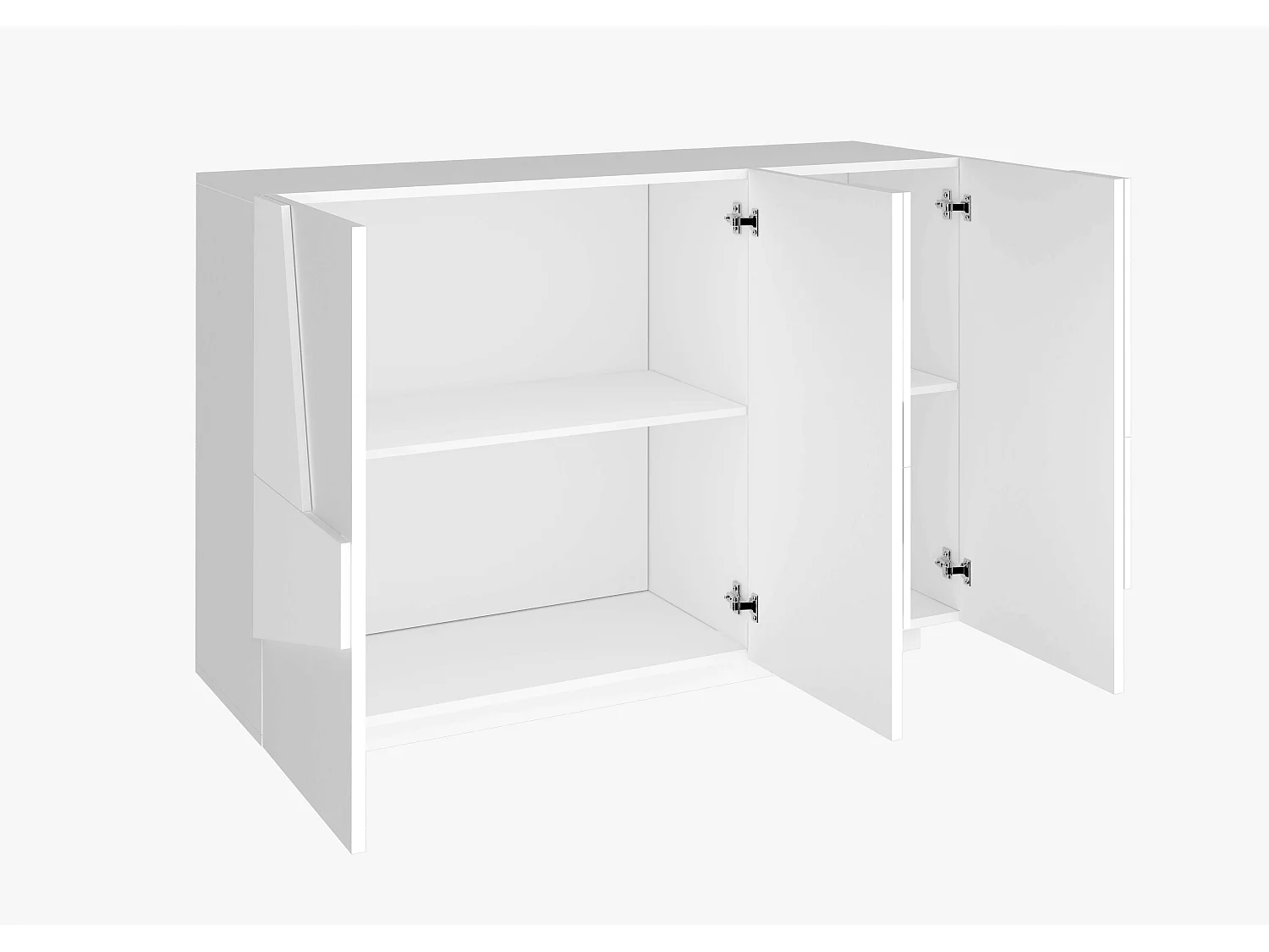 Buffet salon cuisine 200x43cm cuisine séjour 4 compartiments blanc Hariett