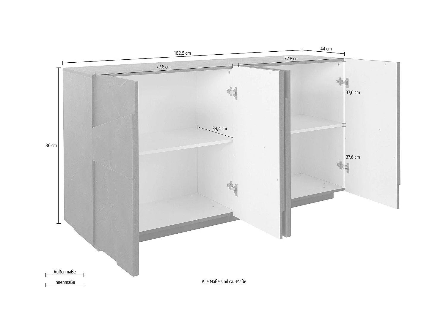 Mobile PING L 162.4 x H 86 x P 44.2 cm grigio cemento