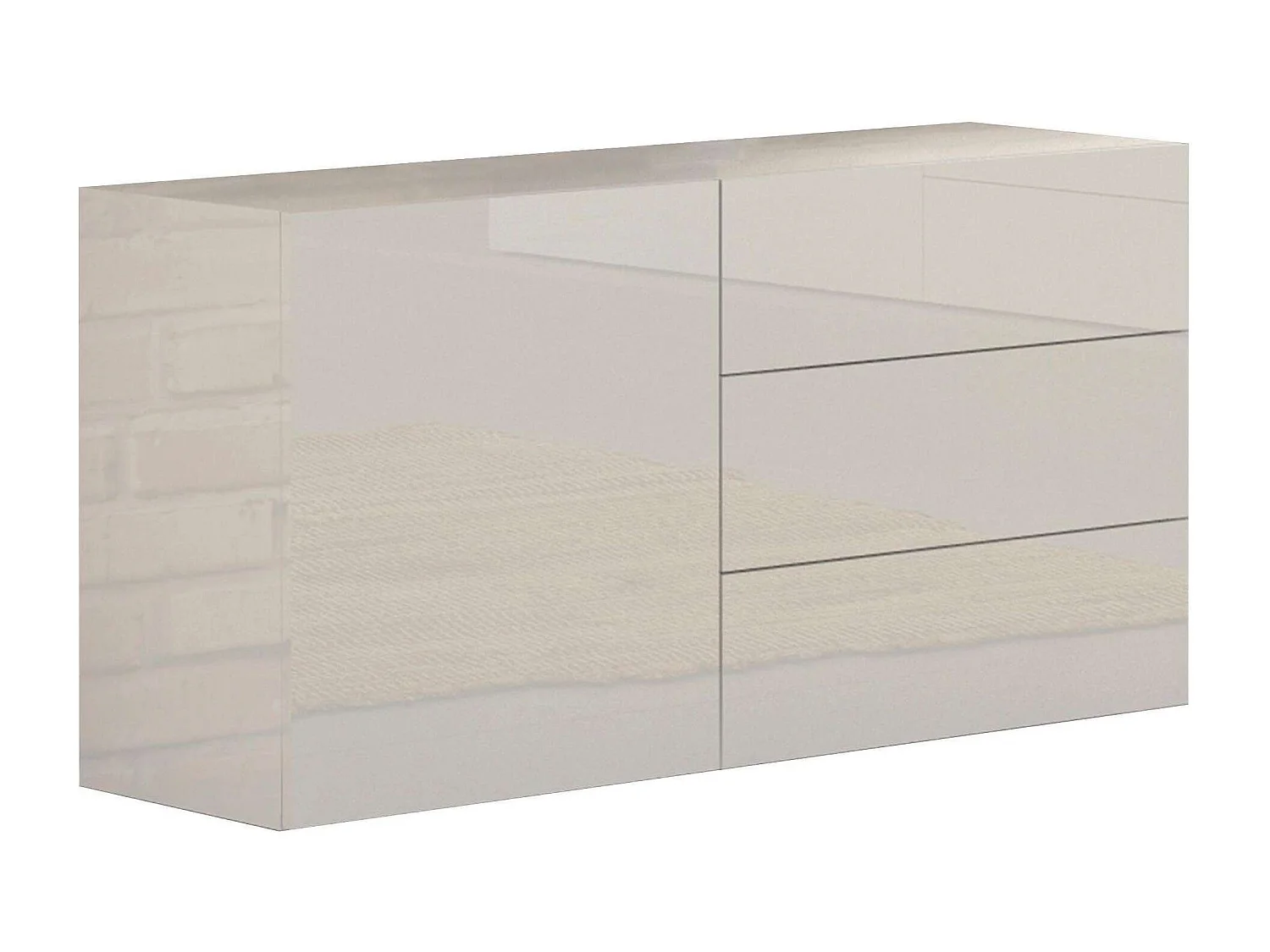 Credenza soggiorno madia con anta e 3 cassetti bianco lucido Metis Three