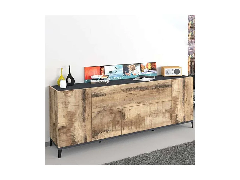 Credenza madia 5 ante a battente 1 vano a ribalta 200x40cm Stephanie Report