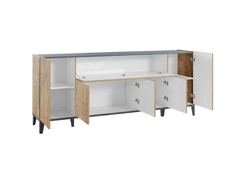 Credenza madia 5 ante a battente 1 vano a ribalta 200x40cm Stephanie Report