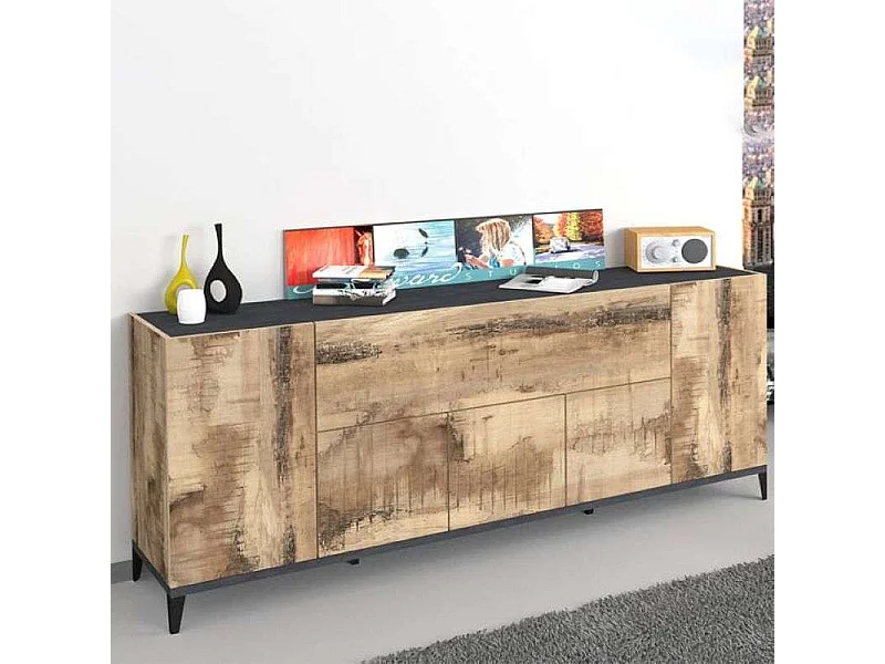 Meuble NEW CORO L 220 x H 86 x P 45 cm blanc laqué brillant