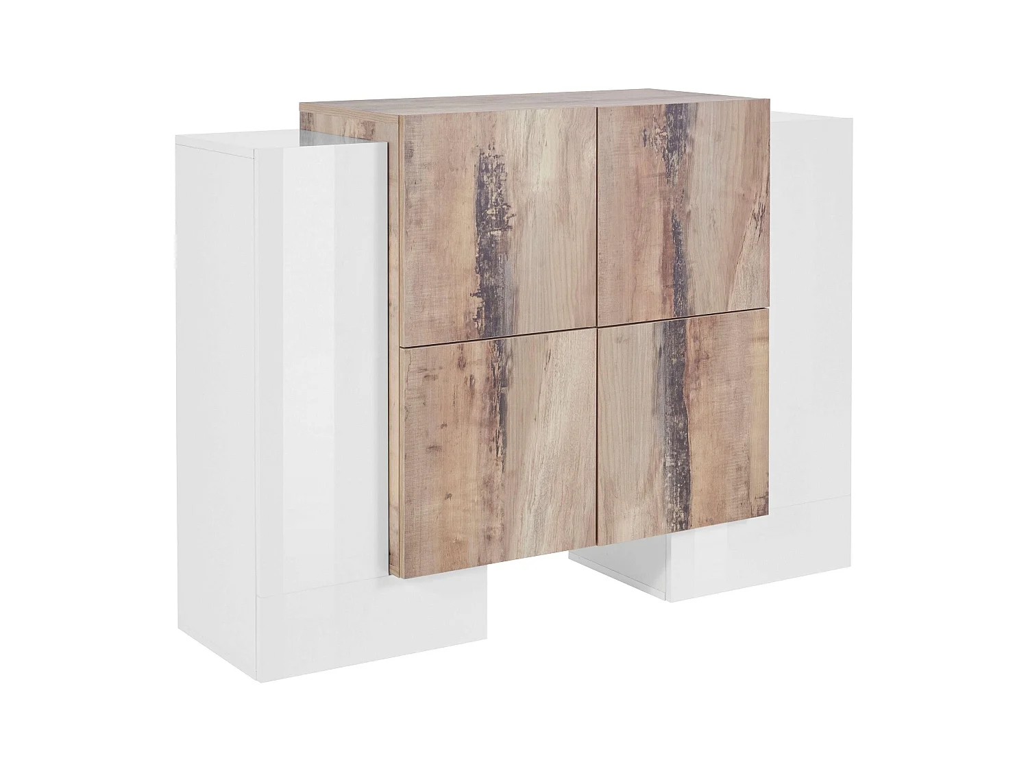 Mobile Madia PILLON L 130 x H 100 x P 45 cm bianco lucido