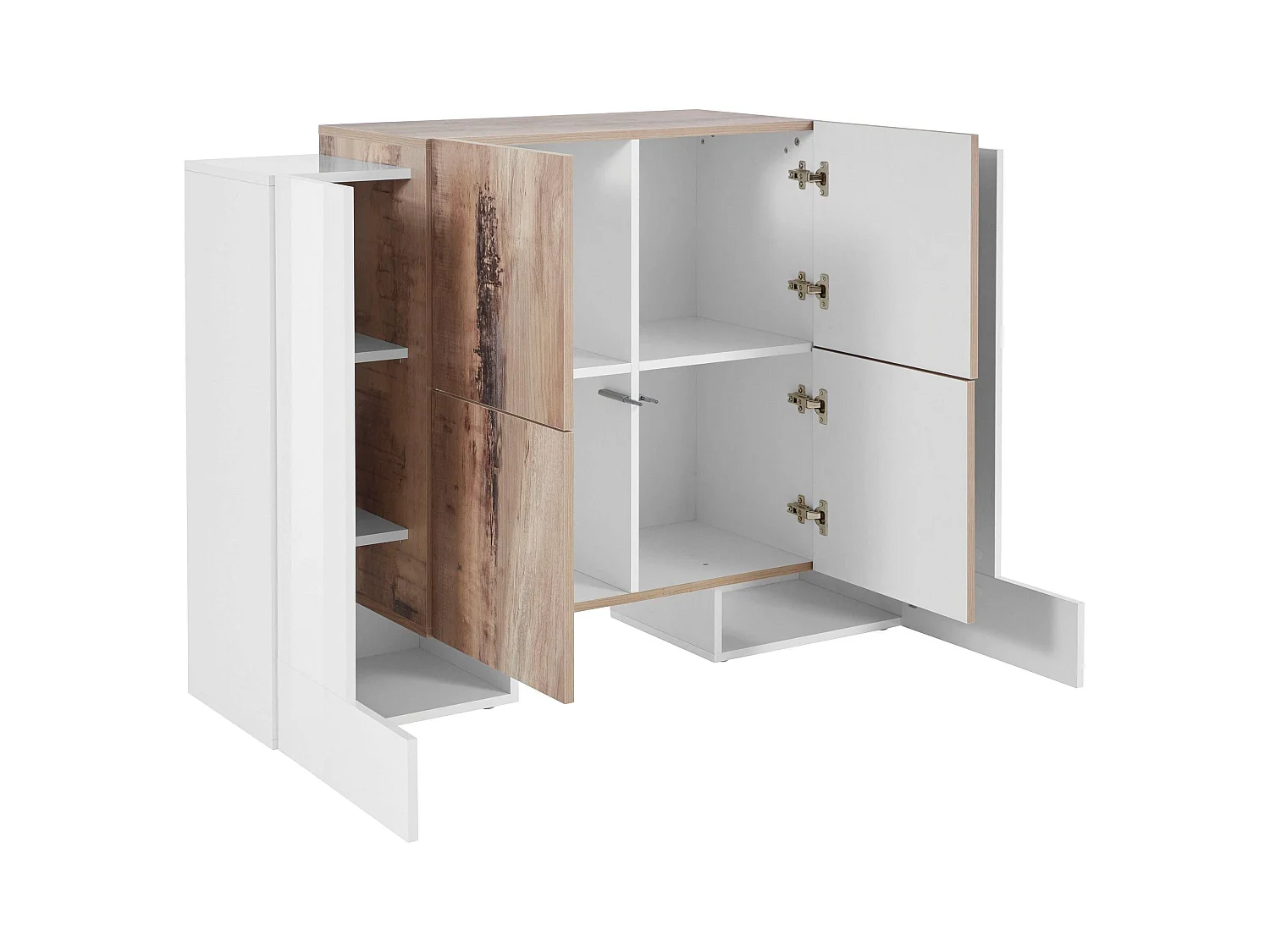 Mobile Madia PILLON L 130 x H 100 x P 45 cm bianco lucido