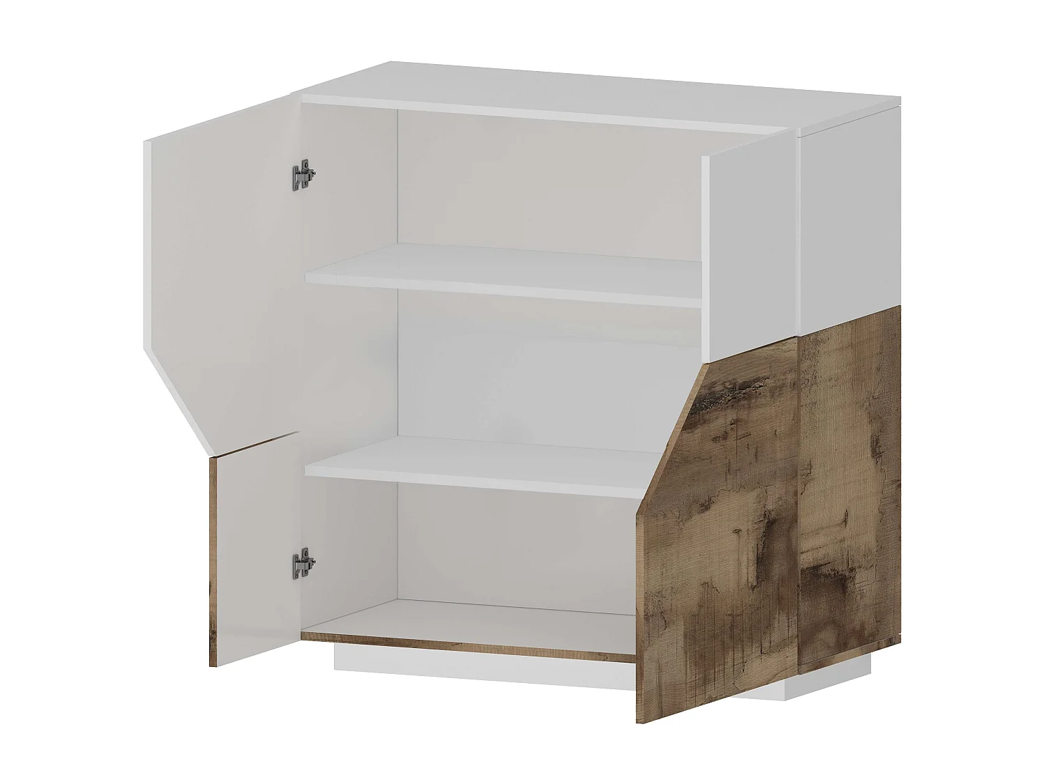Aparador de cozinha Klain Wood com 2 portas, 100x43cm, madeira branca, aparador para sala de estar
