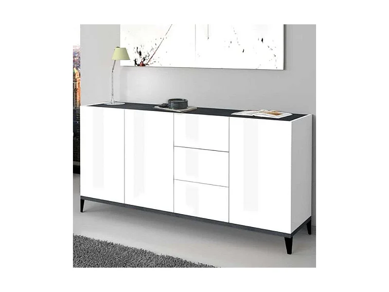 Buffet salon cuisine entrée 160x40cm 3 portes 3 tiroirs coulissants Rebecca