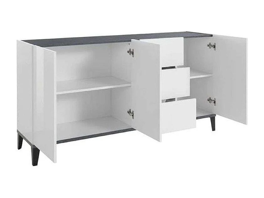 Armoire vitrine haute moderne noire et bois pour salon 80x120cm Corona Hound
