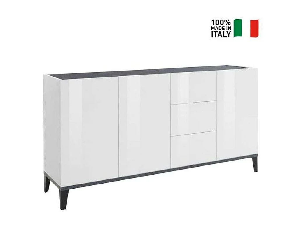 Armoire vitrine haute moderne noire et bois pour salon 80x120cm Corona Hound