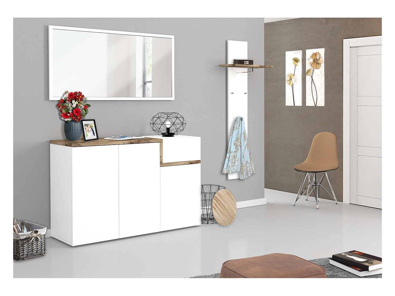 Zapatero 3 puertas 22 pares de zapatos diseño moderno vestíbulo Zet Bata Acero L