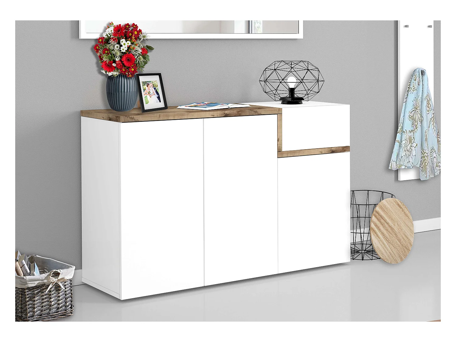 Zapatero 3 puertas 22 pares de zapatos diseño moderno vestíbulo Zet Bata Acero L