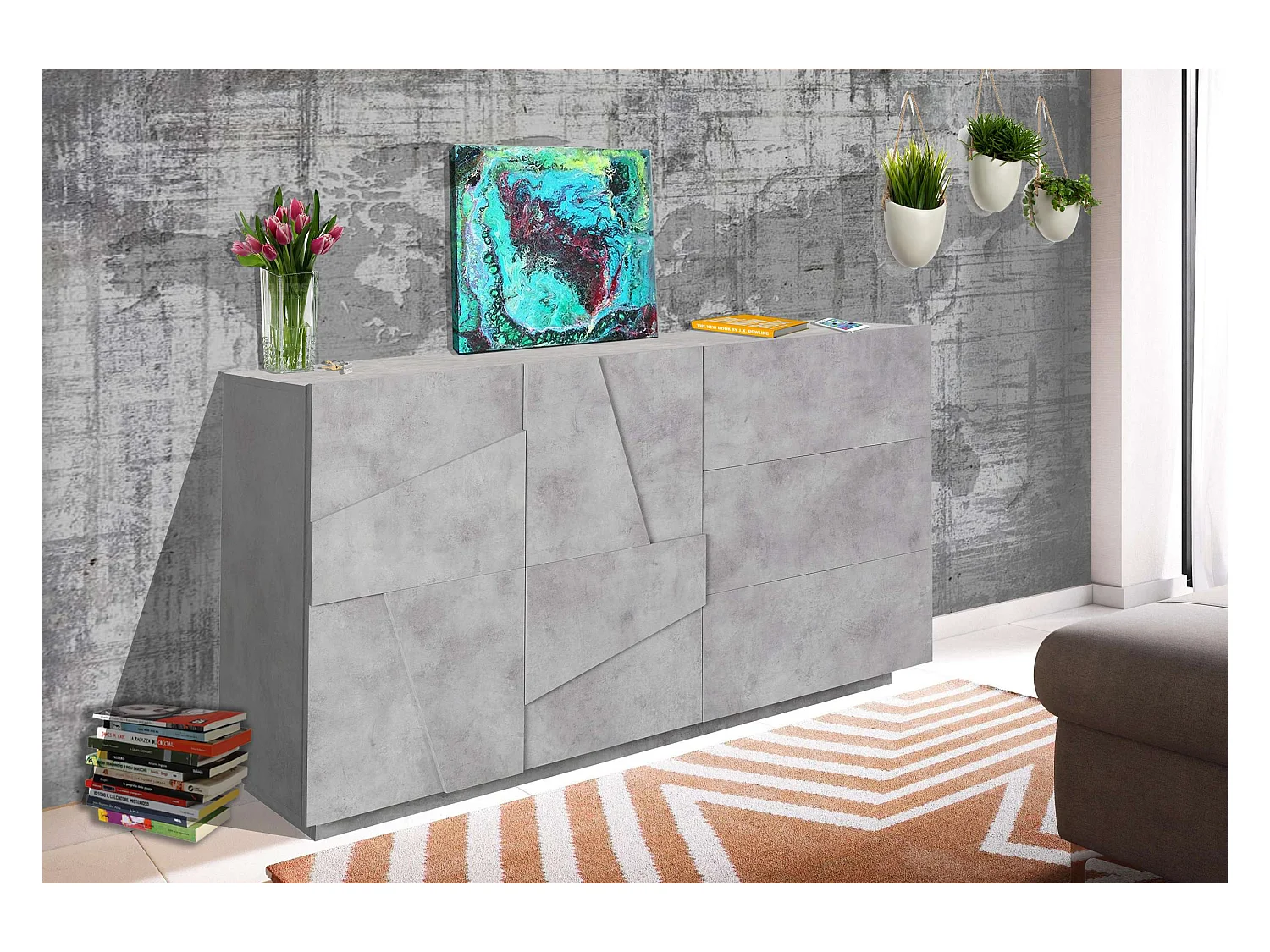 Mobile PING L 142.9 x H 86 x P 44.2 cm grigio cemento