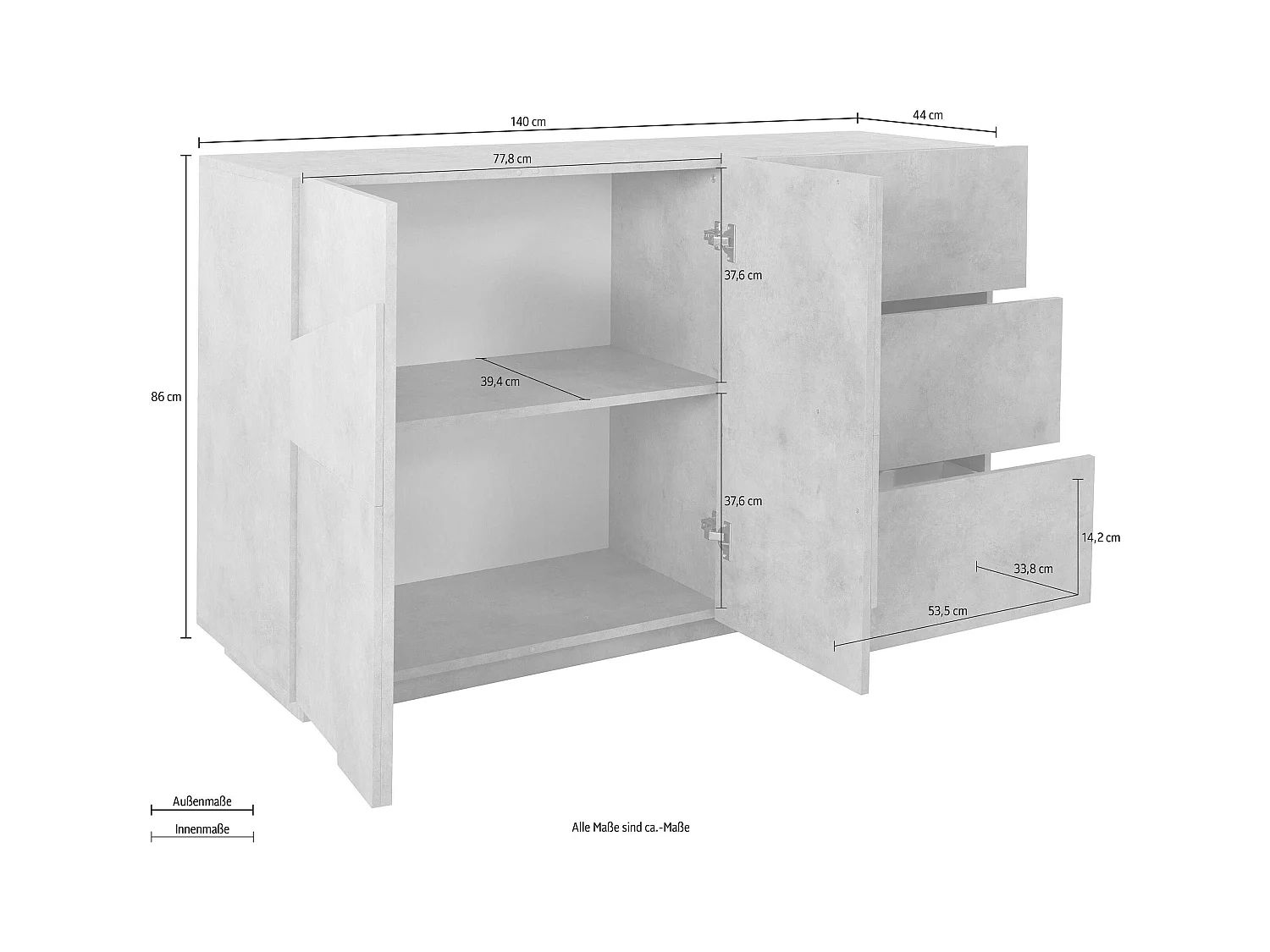 Mobile PING L 142.9 x H 86 x P 44.2 cm grigio cemento