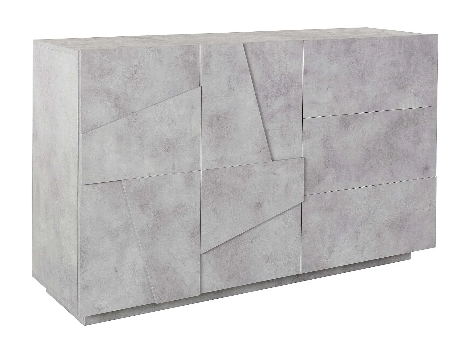 Buffet salon et chambre moderne 2 portes 3 tiroirs coulissants Ping Side M Concrete