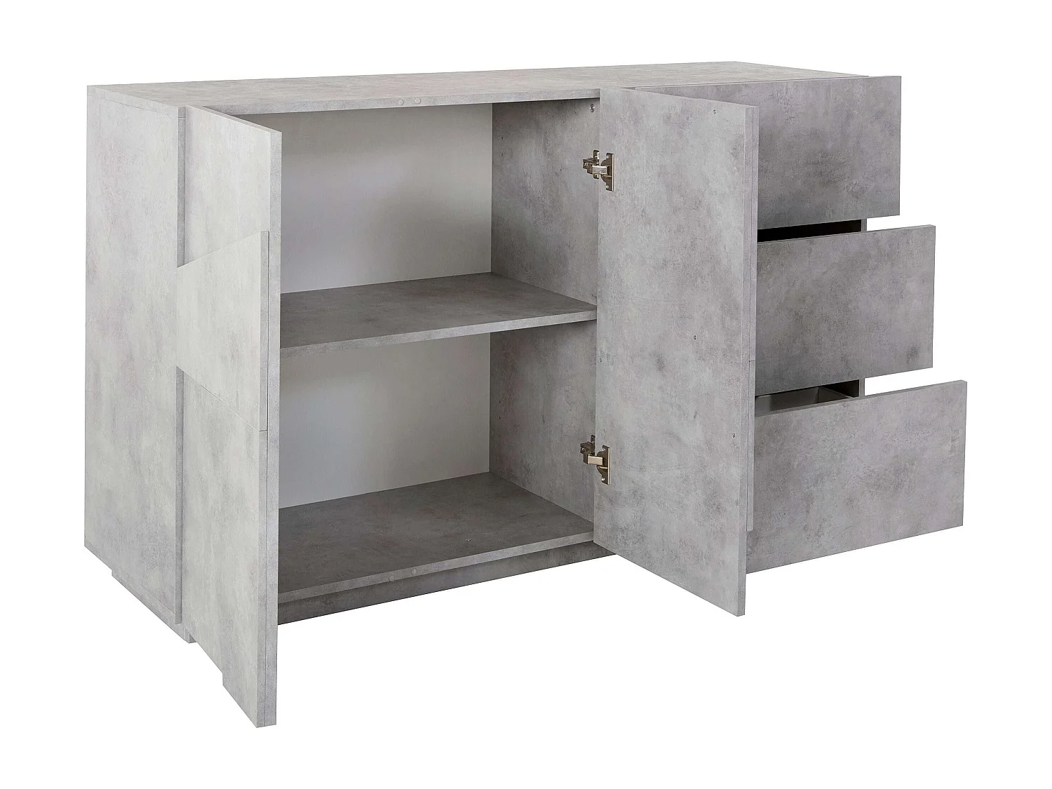 Buffet salon et chambre moderne 2 portes 3 tiroirs coulissants Ping Side M Concrete