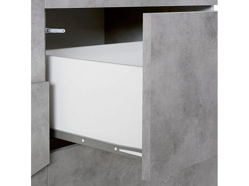 Buffet salon et chambre moderne 2 portes 3 tiroirs coulissants Ping Side M Concrete