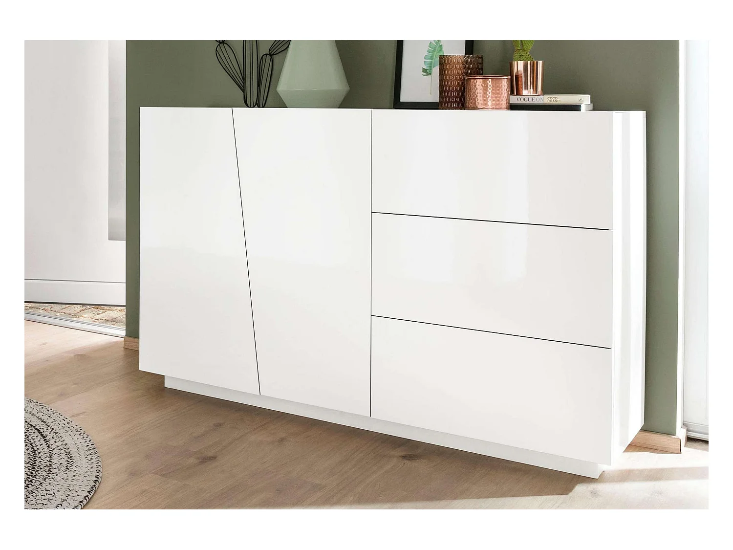 Mobile VEGA L 140.9 x H 86 x P 43 cm bianco lucido