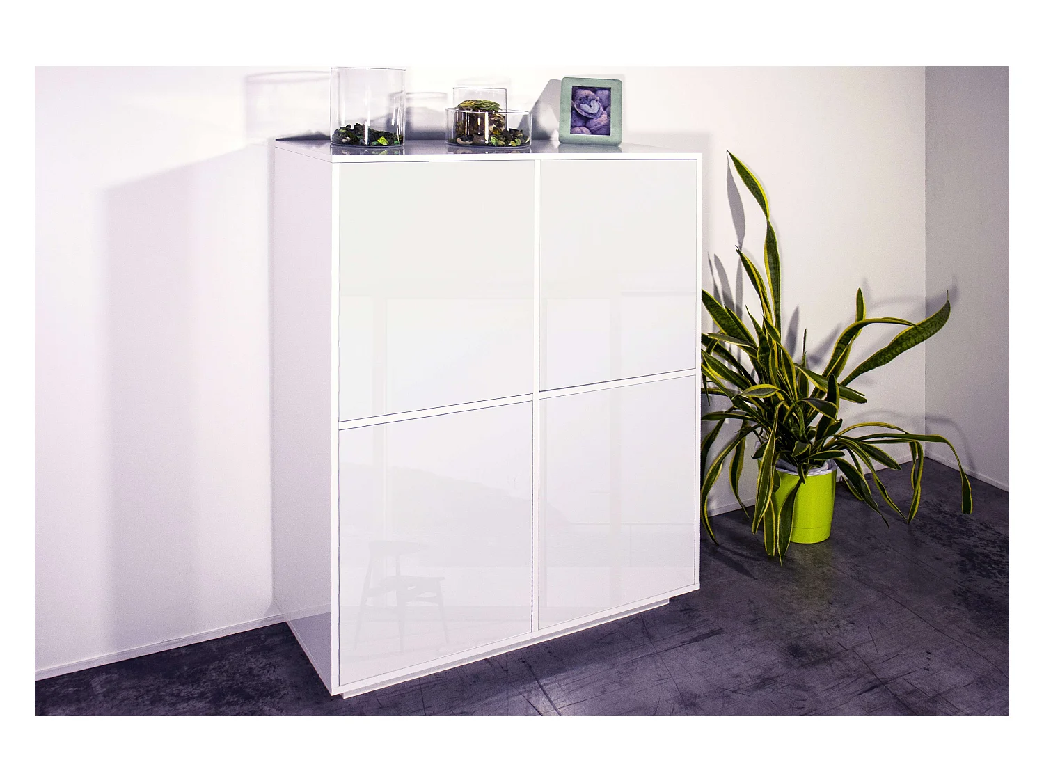 Credenza mobile cucina moderna soggiorno design bianco 100x40cm Judy