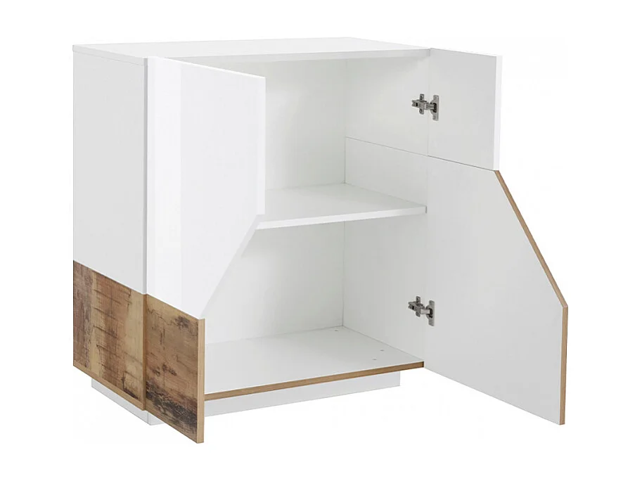 Credenza madia bianca 80x43cm 2 vani soggiorno cucina camera moderna Adara Wood