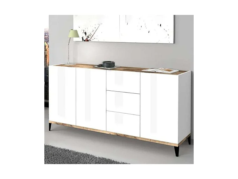 Aparador 160 x 40 cm 3 puertas 3 cajones cocina vestíbulo Rebecca Wood