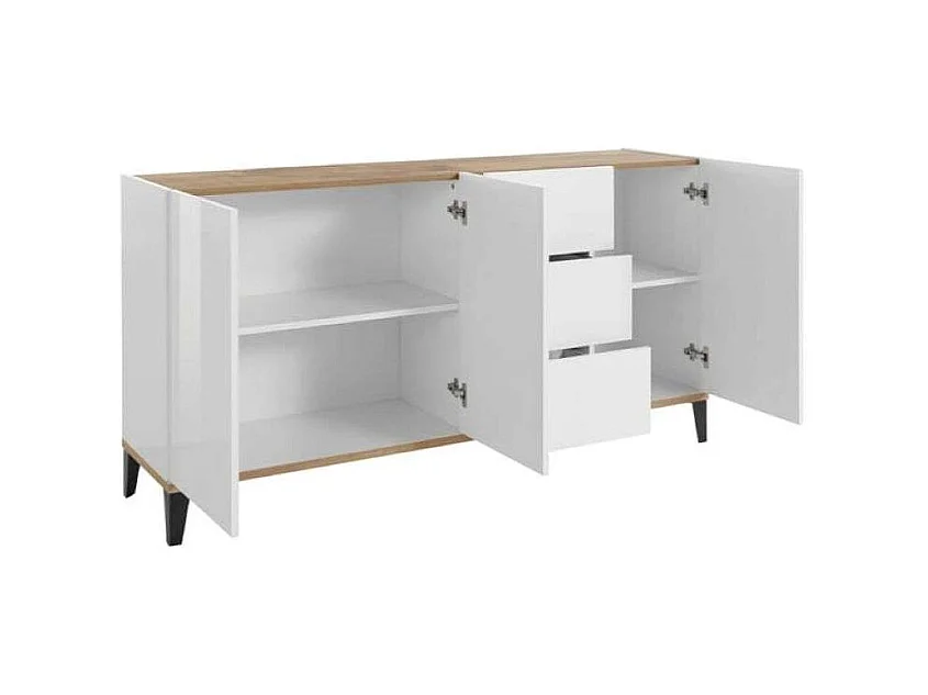 Aparador 160 x 40 cm 3 puertas 3 cajones cocina vestíbulo Rebecca Wood