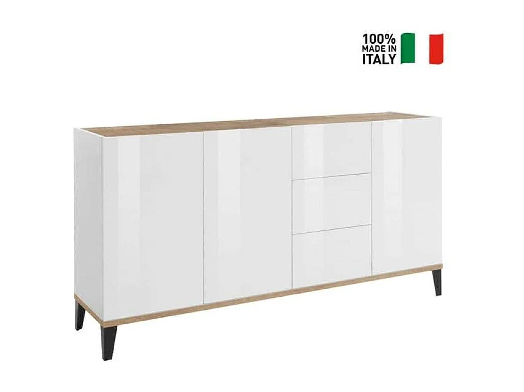 Aparador 160 x 40 cm 3 puertas 3 cajones cocina vestíbulo Rebecca Wood