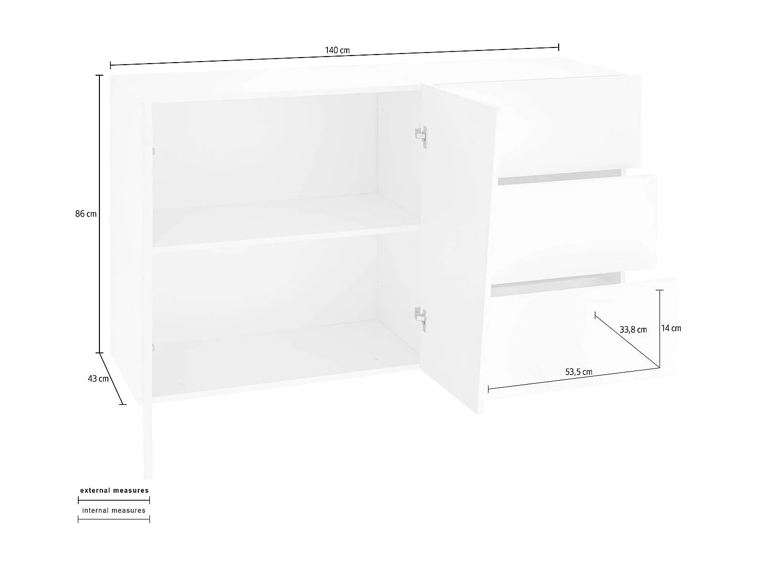 Mobile VEGA L 140.9 x H 86 x P 43 cm grigio ardesia