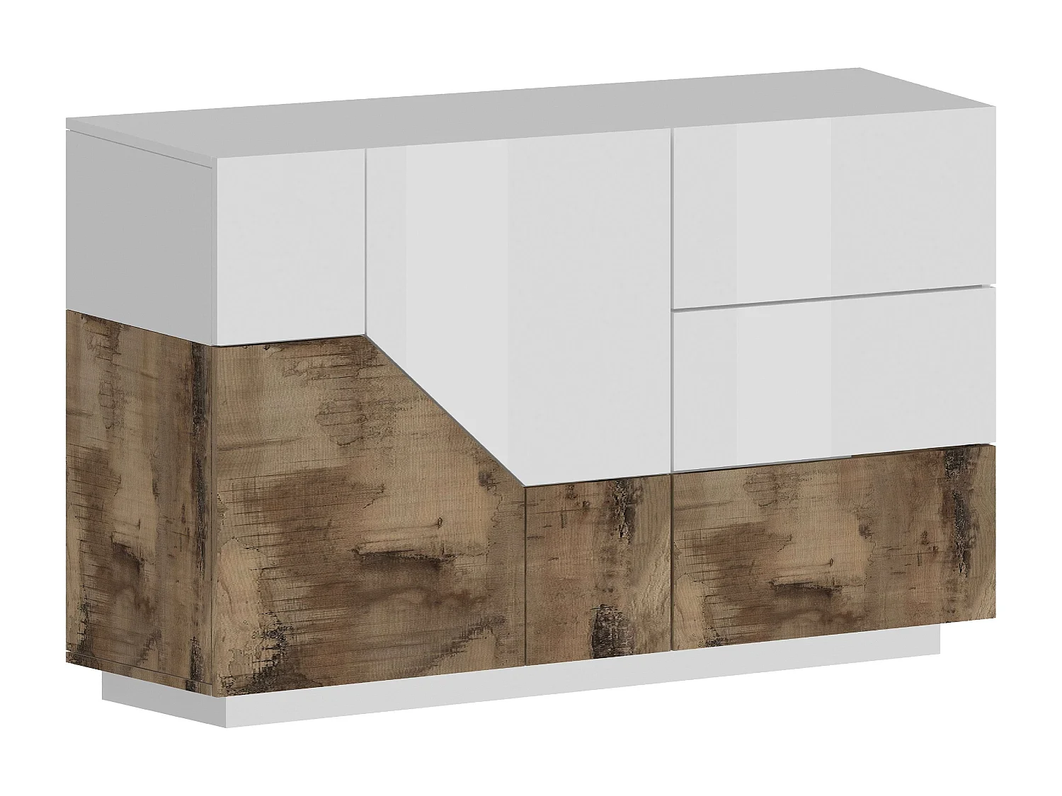 Buffet 140x43cm buffet salon cuisine 2 portes 3 tiroirs Mira Wood