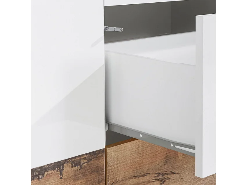 Buffet 140x43cm buffet salon cuisine 2 portes 3 tiroirs Mira Wood