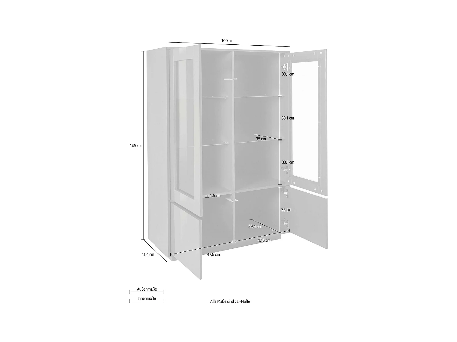 Credenza moderna alta con vetrina 100cm cucina soggiorno antracite Syfe Report