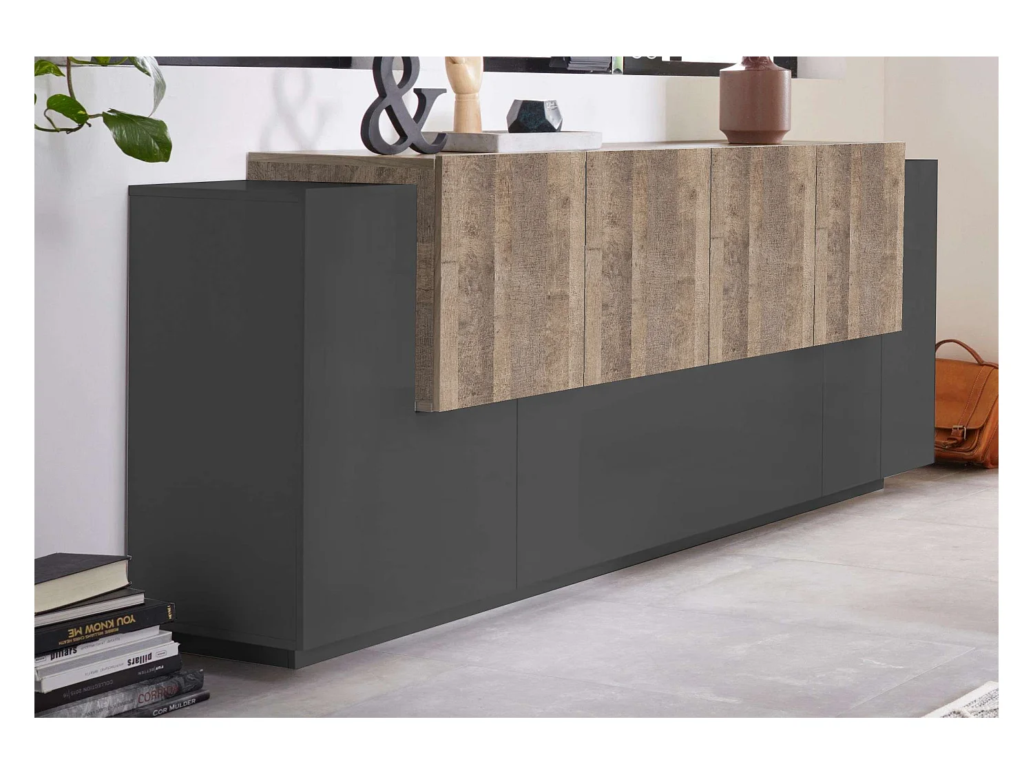 Mueble NEW CORO L 220 x H 86 x P 45 cm gris