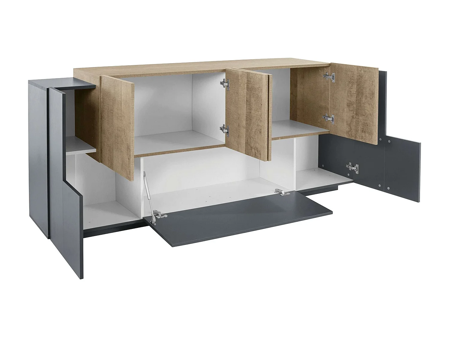 Nouvelle vitrine CORO, L 220 x H 86 x P 45 cm, grise