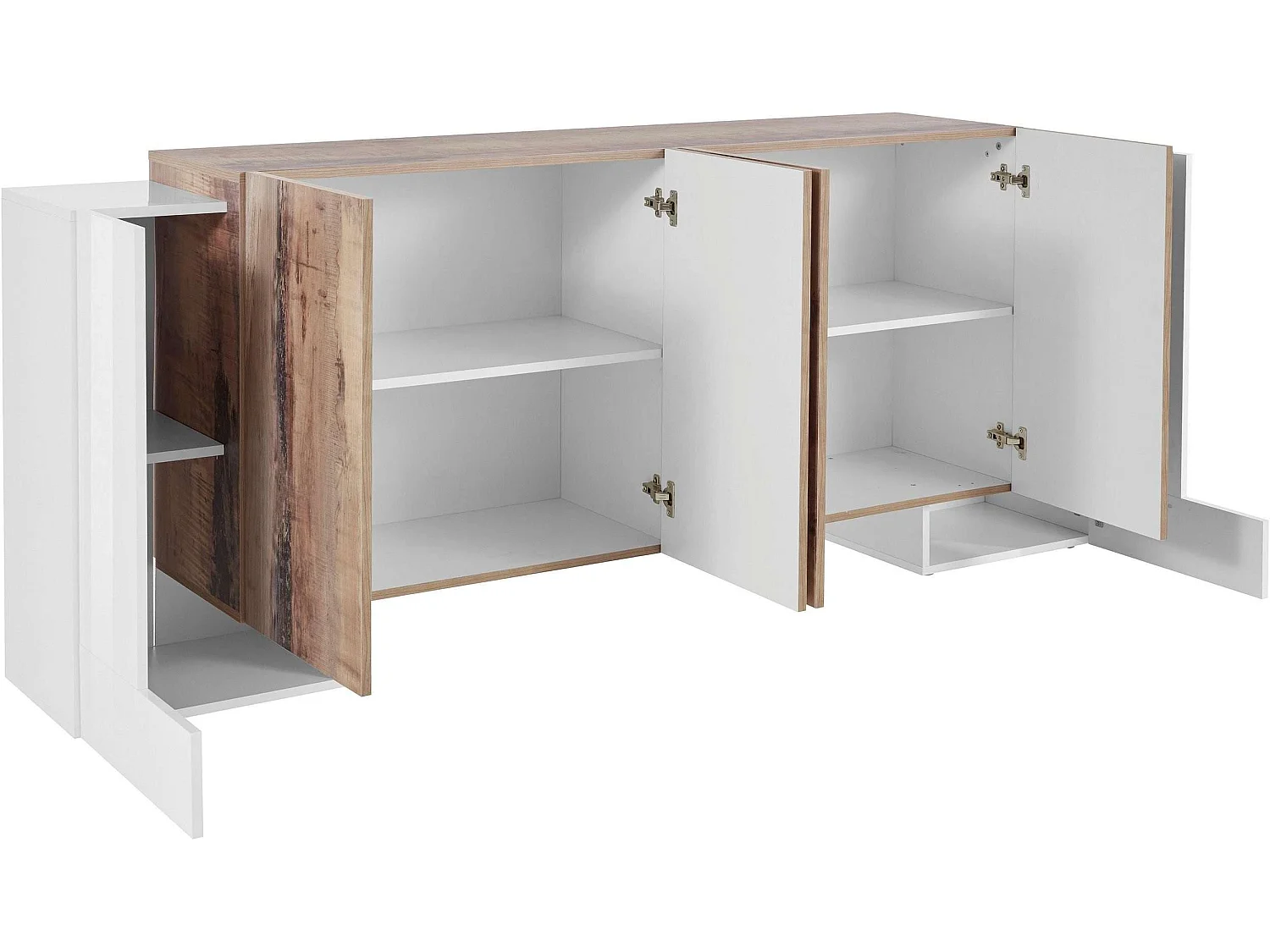 Küchen-/Wohnzimmer-Schrank mit 6 Türen, 210 cm, Design Pillon Fabrik Acero