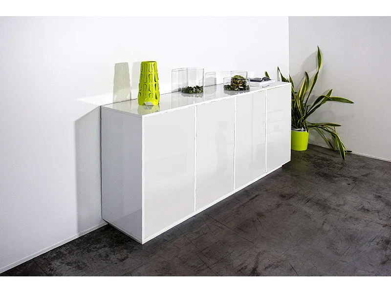 Buffet salon cuisine 180cm design moderne blanc Ceila