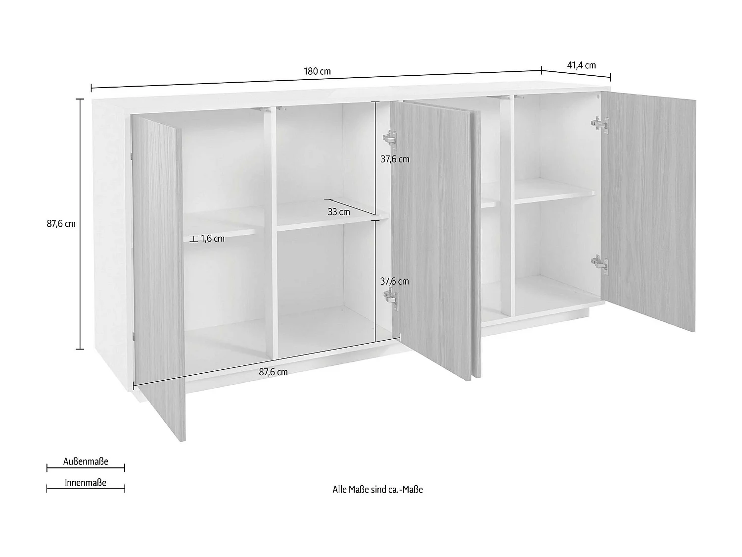 Buffet salon cuisine 180cm design moderne blanc Ceila