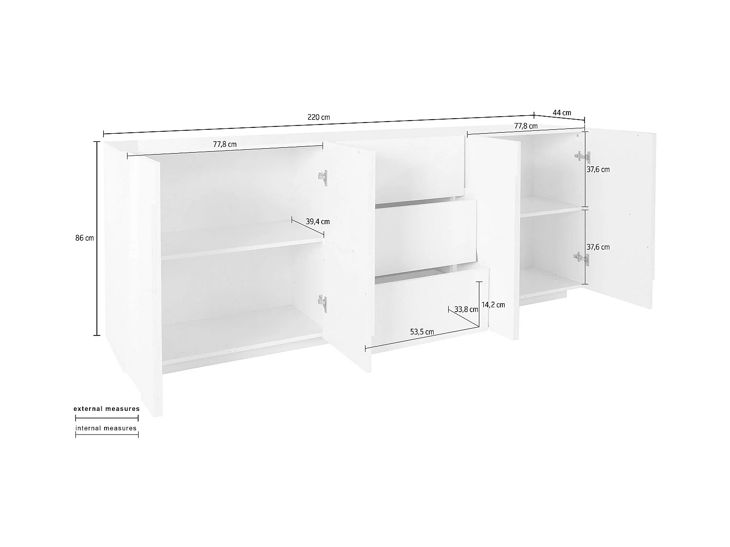 Mobile PING L 224.1 x H 86 x P 44.2 cm grigio ardesia