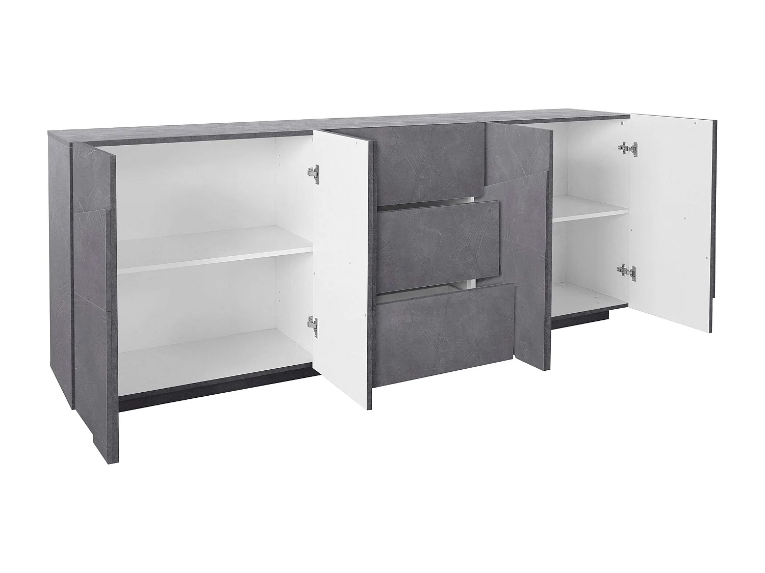 Mueble salón aparador diseño 4 puertas 3 cajones 220 cm pizarra Ping Wide