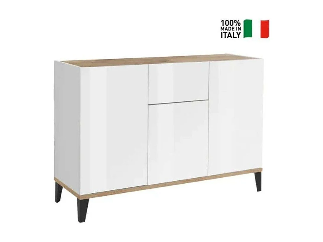 Buffet salon cuisine 120x40cm design moderne 3 portes tiroir Rachel Wood