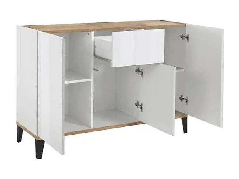 Buffet salon cuisine 120x40cm design moderne 3 portes tiroir Rachel Wood