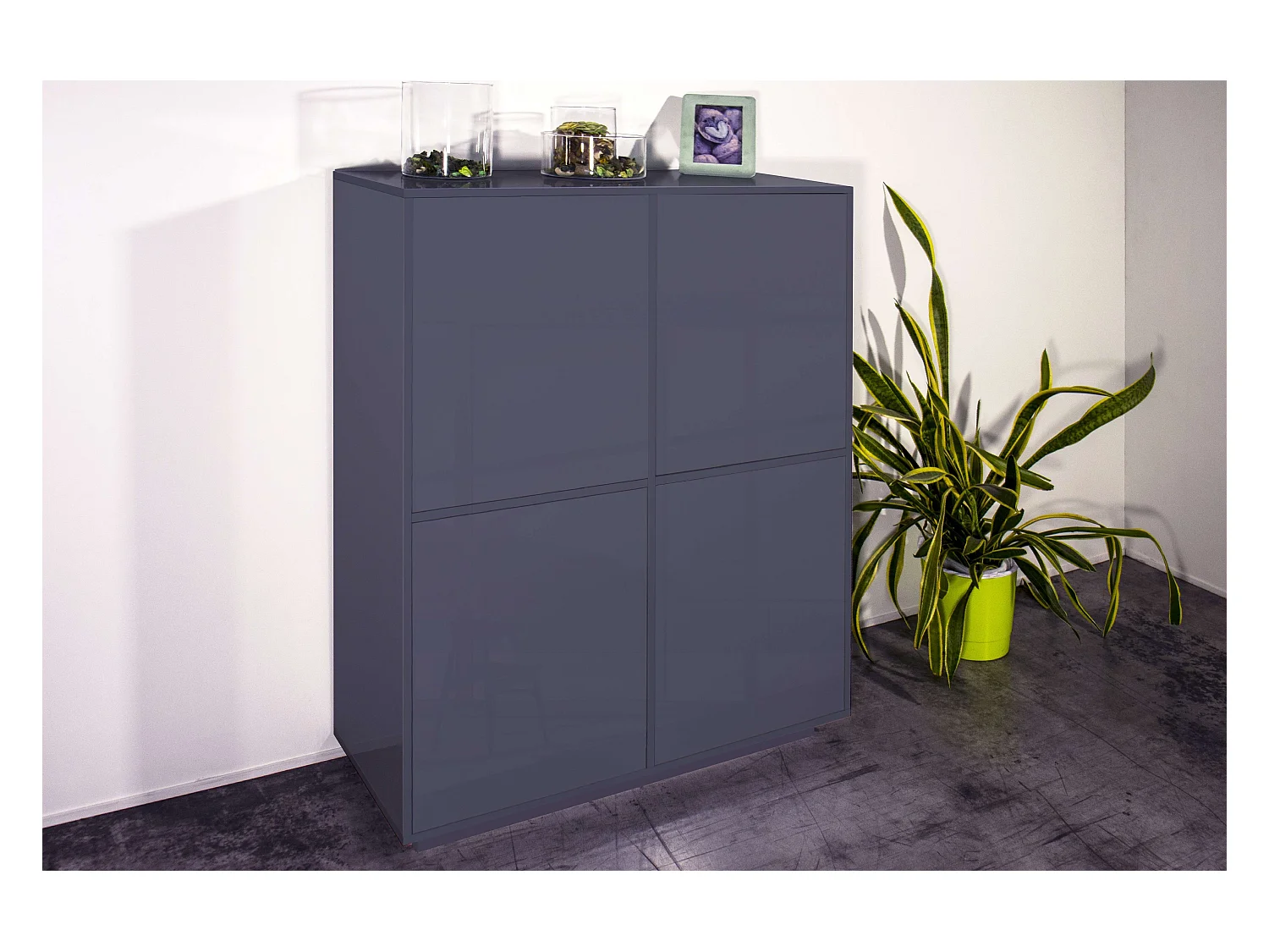 Credenza antracite mobile cucina soggiorno 100x40cm design moderno Judy Report