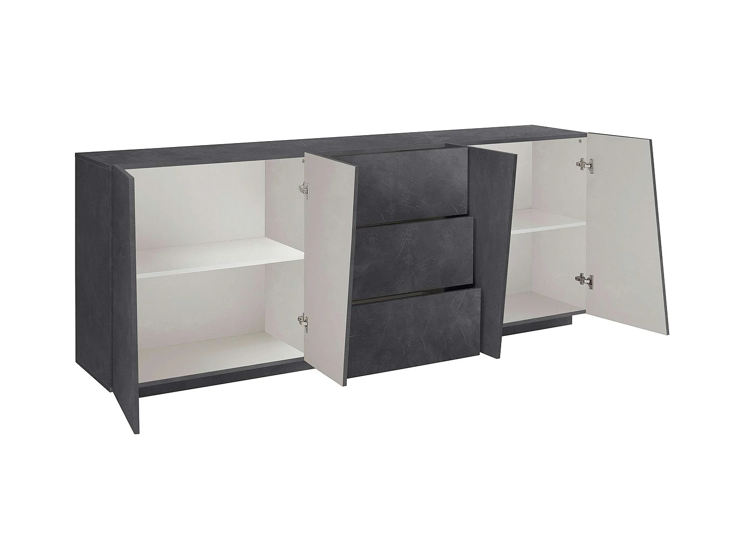 Aparador diseño pizarra mueble salón 220 cm 2 compartimentos 3 cajones Vega Side