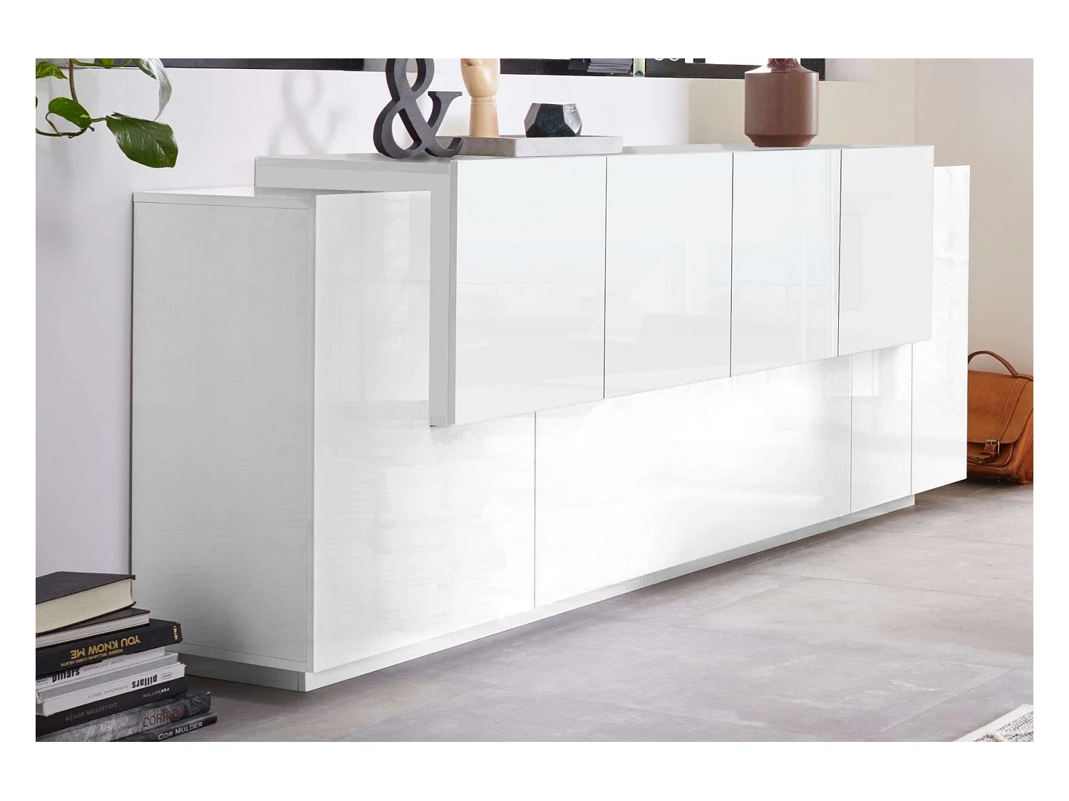Mobile NEW CORO L 220 x H 86 x P 45 cm bianco lucido