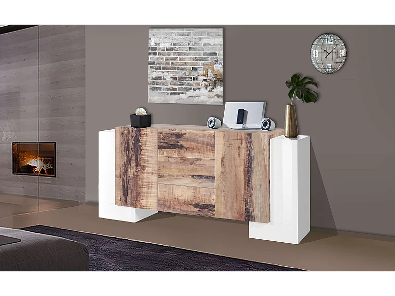 Mobile Pillon L 210 x H 85 x P 45 cm bianco lucido